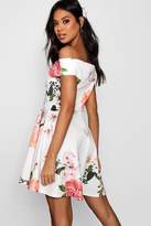 Thumbnail for your product : boohoo Floral Print Off Shoulder Skater Dress
