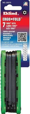 usbroway EKLIND 25570 Ergo-Fold Fold-up Security (tamper resistant) TORX star - 7pc set T10-T40