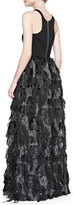 Thumbnail for your product : Milly Stella Sleeveless Fringed-Skirt Gown