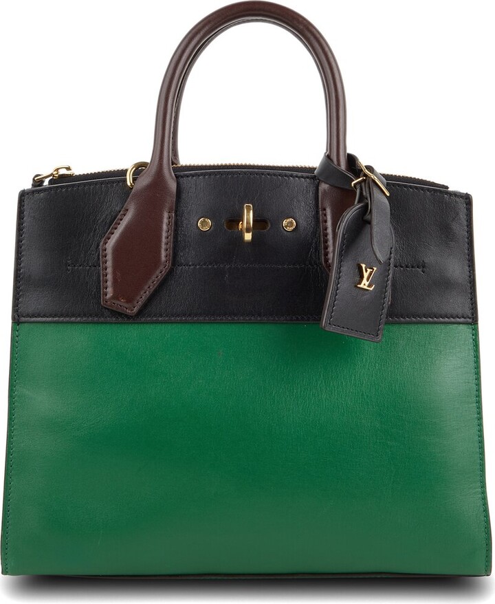 Louis Vuitton City Steamer Denim Leather Bag