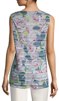 Thumbnail for your product : St. John Ibiza Rose Printed Floating Stripes Shell