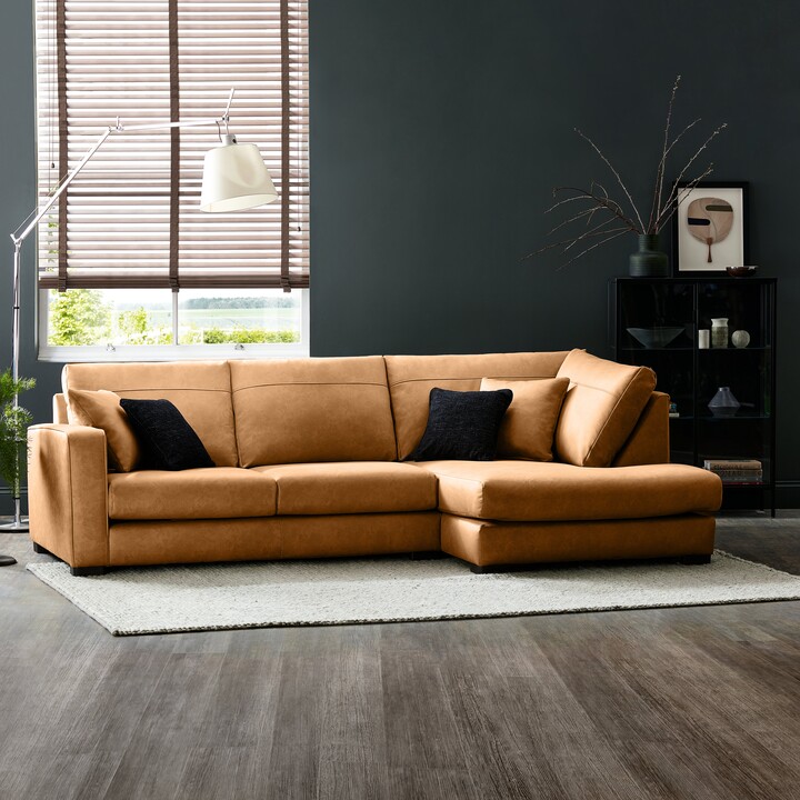 Dunelm Carson Deep Sit Antique Faux Leather Corner Sofa Brown ShopStyle