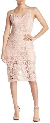 J.o.a. Crochet Lace Bodycon Midi Dress