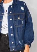 Thumbnail for your product : Ever New Ever New Zuri Indigo Distressed Oversized Denim Jacket