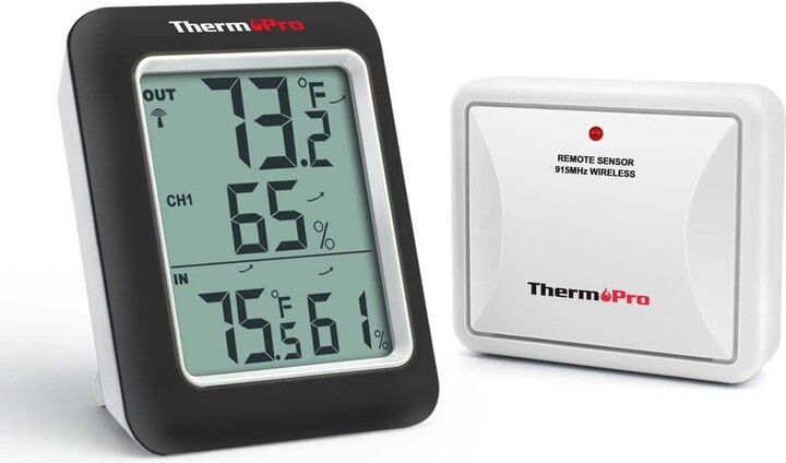 ThermoPro Digital Hygrometer Indoor Outdoor Thermometer Wireless Temperature and Humidity Gauge Monitor