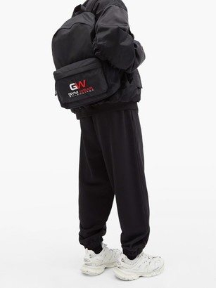 Balenciaga Gym Wear-embroidered Canvas Backpack - Black