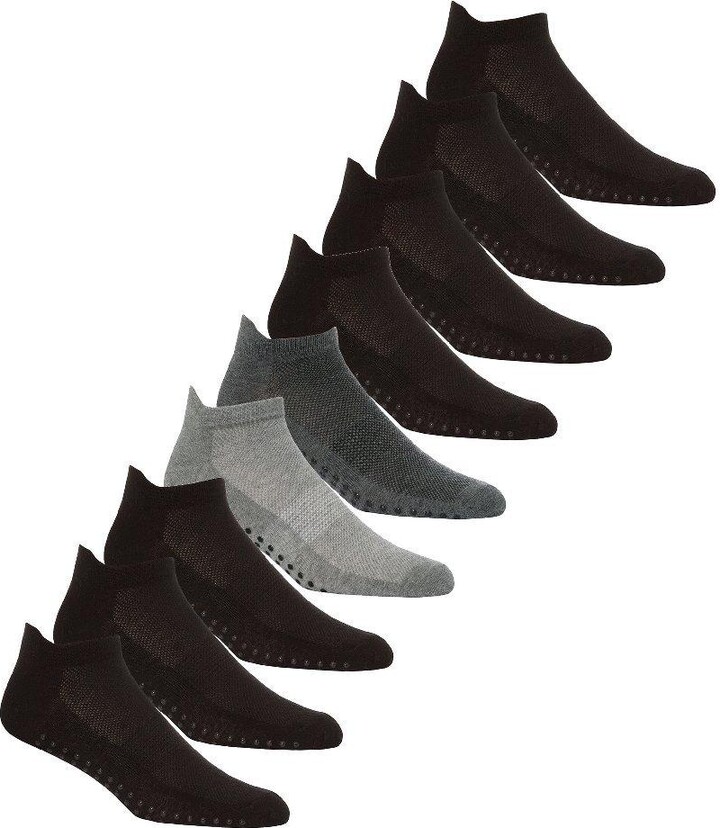 Sock Snob 9 Pairs Ankle Sport Gym Cotton Socks with Rubber Grips