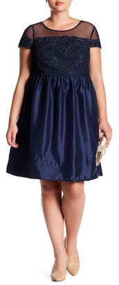 Sangria Fit & Flare Lace Detail Dress (Plus Size)