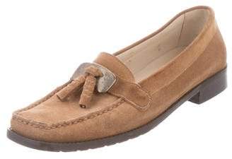 Stuart Weitzman Suede Square-Toe Loafers
