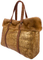 Thumbnail for your product : Prada Shearling Mink Trim Tote
