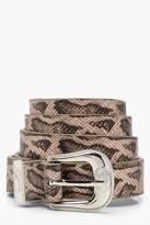Thumbnail for your product : boohoo Faux Snake Western Buckle Belt