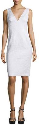 Michael Kors Collection Sleeveless V-Neck Sheath Dress, Optic White