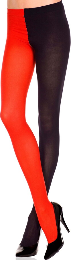 Music Legs Plus size opaque jester tights 748Q-BLACK/RED