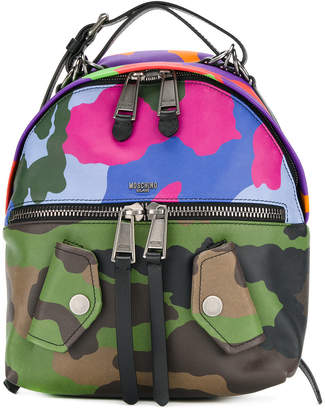 Moschino clashing camouflage Biker backpack