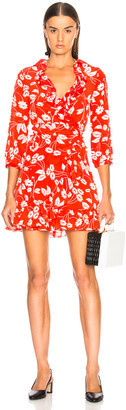 Rixo Abigail Mini Dress in Red Abstract Daisy | FWRD
