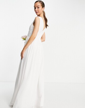 Little Mistress Bridal v neck maxi dress in white - ShopStyle