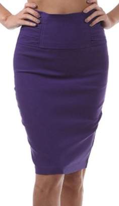 Sakkas IMI-5235 Petite High Waist Stretch Pencil Skirt With Shirred Waist Detail - TealBlue / 3X