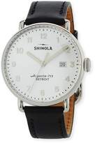 Thumbnail for your product : Shinola Men's 43mm Canfield Leather Strap Watch, Silver