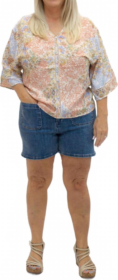 CHARLIE B Women's Ladder Stitch Top In Multi