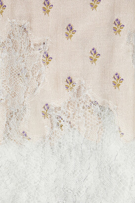 Valentino Lace-trimmed floral-print modal-blend scarf