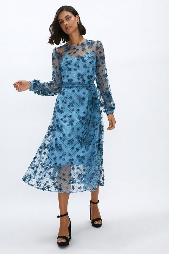 embroidered mesh dress uk