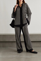 Thumbnail for your product : Totême Striped Silk Crepe De Chine Wide-leg Pants - Black