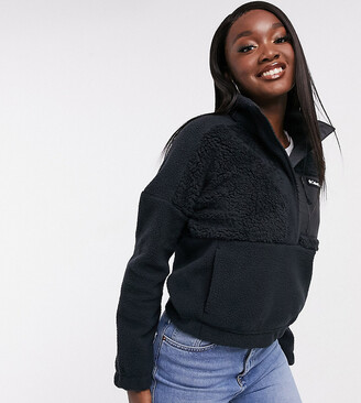 Columbia Lodge sherpa pullover fleece in black Exclusive at ASOS