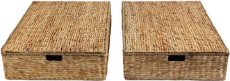 happimess Holden 30'' Classic Costal Hand-Woven Hyacinth Wicker Under Bed Storage Basket with Lid