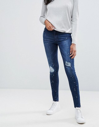 Pieces Rika Skin Tight Raw Ankle Jeans