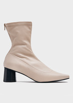 Thumbnail for your product : Kim Matin Women's Low Wooden Heel Stretch Boot in Cream, Size 7 | Leather