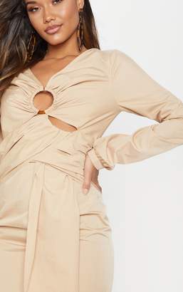 PrettyLittleThing Tangerine Ring Detail Drape Bodycon Dress