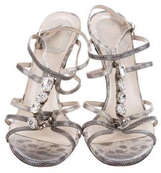 Christian Dior Embossed Embellished Sandals