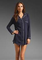Thumbnail for your product : Only Hearts Club 442 Only Hearts Organic Cotton Piped Night Shirt in Pebble/Black