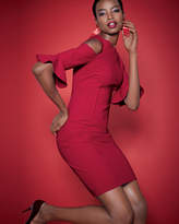 Thumbnail for your product : Rickie Freeman For Teri Jon Cold-Shoulder Stretch-Crepe Mini Sheath Dress