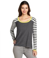 Thumbnail for your product : Jamison charcoal stripe and yellow back zip sweater