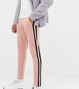 Thumbnail for your product : ASOS DESIGN tall skinny sweatpants in poly tricot with side stripe in pink