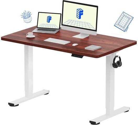 Xelite FLEXISPOT EN1 One-Piece Standing Desk 48'x24' Mahogany - 1' Thick Desktop, Home Office Use, Height Adjustable with 4 Memory Presets, Supports...