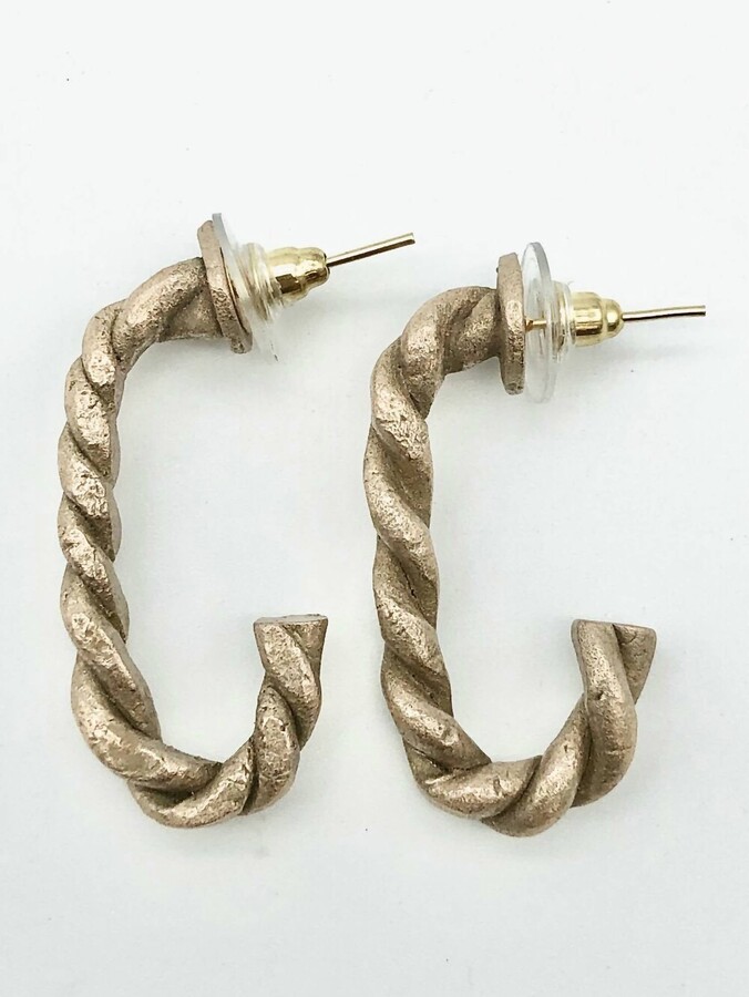 Drop Dangle Hoop Earrings with Charm Lock Key