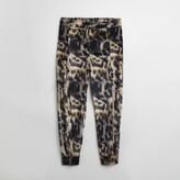 Thumbnail for your product : River Island Womens Plus Brown leopard velvet cargo trousers