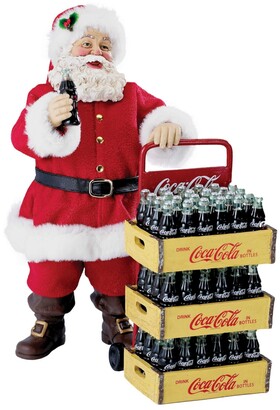 Kurt Adler 10.5 Inch Coca Cola Santa with Delivery Cart Set of 2 Pieces