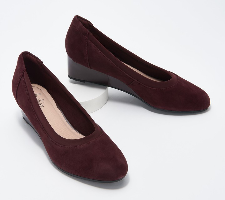 clarks suede wedge shoes