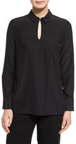Thumbnail for your product : Lafayette 148 New York Shay Long-Sleeve Silk Keyhole Blouse, Black