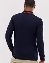Thumbnail for your product : Paul Smith long sleeve slim fit zebra tipped polo in navy