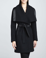 Thumbnail for your product : Elie Tahari Marina Leather-Trim Coat