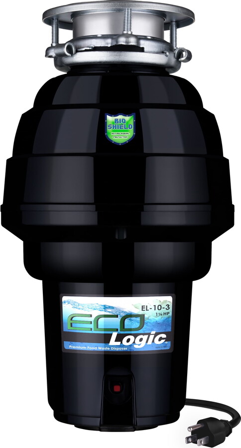 EcoLogic Eco Logic 1 1/4 HP Garbage Disposal with Attached Power Cord, Removable Splash Guard 10-US-EL-10-3B