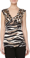 Thumbnail for your product : Just Cavalli Leopard-Print V-Neck Jersey Top