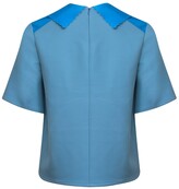 Thumbnail for your product : Manley Luna Wool Top With Neon Leather Collar Blue