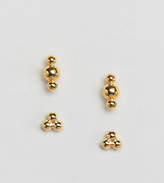 Thumbnail for your product : ASOS Design Pack Of 2 Gold Plated Sterling Silver Ball Stud Earrings