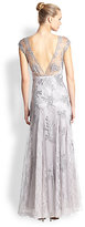 Thumbnail for your product : Sue Wong Embroidered Cap-Sleeve Gown