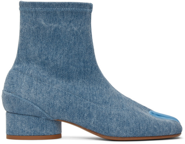 denim boots low heel